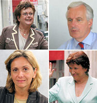 Christine Boutin, Michel Barnier, Nathalie Kosciusko-Morizet, Roselyne Bachelot