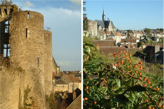 a gauche, la forteresse, construite en 1055 par foulques iii, comte d'anjou.